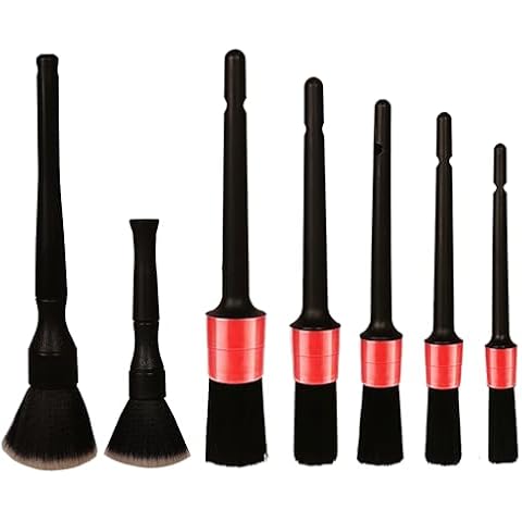 Coltree Car Detailing Brush Set, 7 Pcs Natural Bristles Car Detailing Kit for Automotive Interior, Air Conditioning Vents, Engine Bays, Dashboard and Wheels Cover