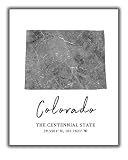 Colorado State Map Wall Art Print - 8x10 Silhouette Decor Print with Coordinates. Makes a Great Rock