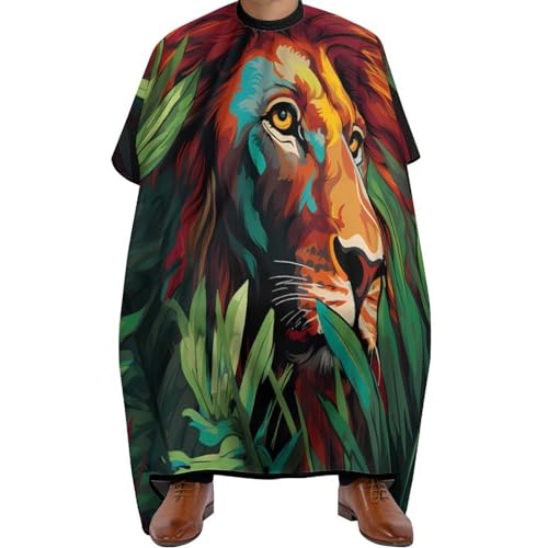 Art Cool Lion And Leaf Hair Cutting Cape for Men Women Waterproof Barber Cape Adjustable Salon Haircut Capes