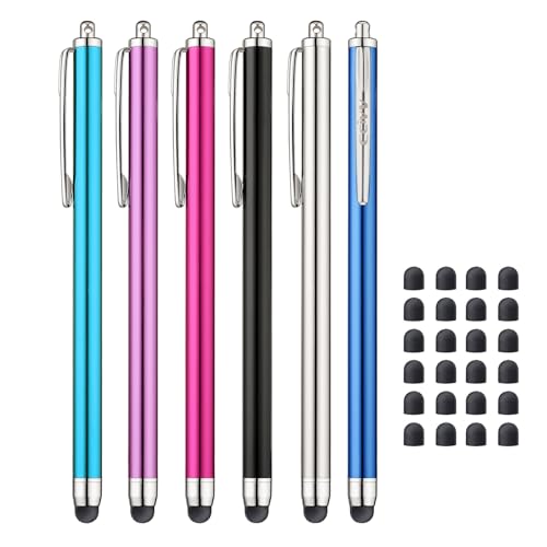 Stylus, Stylus Pens for Touch Screens Including Apple iPad Air 2, iPad Pro, iPad mini 4, iPhone 15/14/13, iPhone 15/14/13 Plus, Kindle Fire HD, Samsung Galaxy Tab and Nexus (Pack of 6)