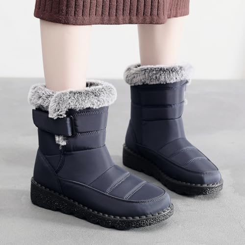 Image of Winter Snow Boots for Women Men, Lightweight Water-Resistant Boots | faux fur lining, rubber sole, warm winter wear, dog walking, errands, light snow, indoor outdoor