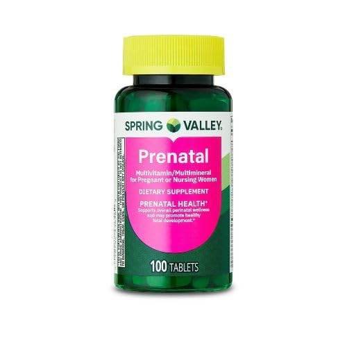 Spring Valley Prenatal Multivitamin/Multimineral for Pregnant and Nursing Women Dietary Supplement Tablets, 100 Count +Sticker, Dri Store.