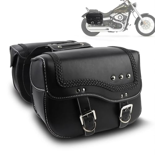 Alforjas para motocicleta 30L de cuero PU impermeable, maletas laterales universales para montar en basculante o portaequipajes, instalación con cuerda ajustable, amplio almacenamiento miniatura 1
