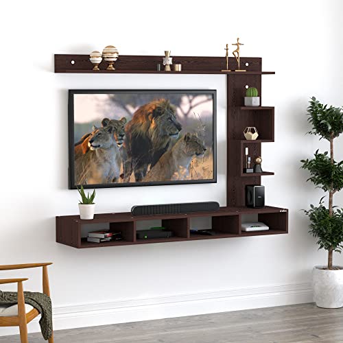 Image of Anikaa Cindy Engineered Wood Wall Mount TV Unit /Stand (Wenge) (Ideal for 43 Inch)(D.I.Y)