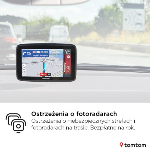 TomTom GO Advanced, z Ekranem 6-Cali, Informacjami Drogowymi, Ostrzeżeniami o Fotoradarach, Mapami Świata, Aktualizacje Wi-Fi, Asystentem Pasa, Wskazówkami Wizualnymi, Zintegrowanym Uchwytem