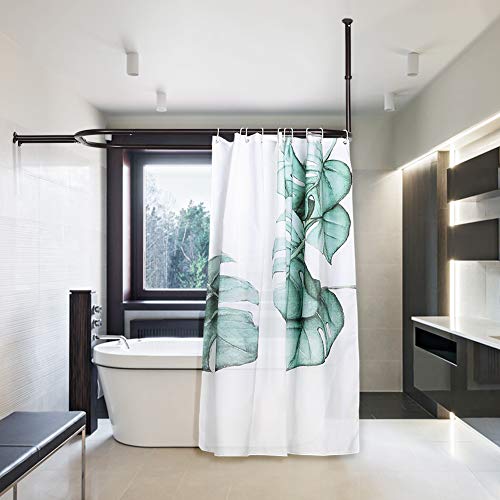 PrettyHome Shower Curtain Rod Hoop Square Shape Bathroom Heavy Duty No Rust Oval Shower Rod 58.3"x24" for Clawfoot Tub,for Free Standing Tubs Bronze