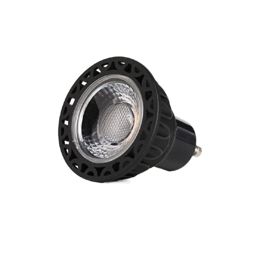 Fengyan Bombillas Domésticas 10 unids/Lote AC85-265V/12V GU10/E27/MR16 5w Foco LED COB Negro sin Parpadeo Foco de Aluminio Regulable (Color : Blanco, Talla : GU10 3w)