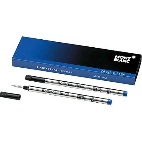 Montblanc Rollerball Refills (M) Royal Blue 124504 – Quick-Drying Pen Refills for Montblanc Rollerball and Fineliner Pens – 2 x Dark Blue Pen Cartridges Cover