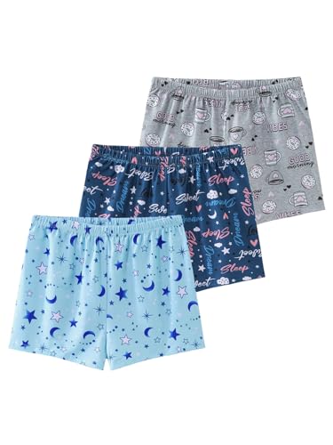 YIJIU 3 Pack Women Pajama Shorts Comfy Lounge Bottoms Soft Elastic Waist Cute Print Pj Shorts2