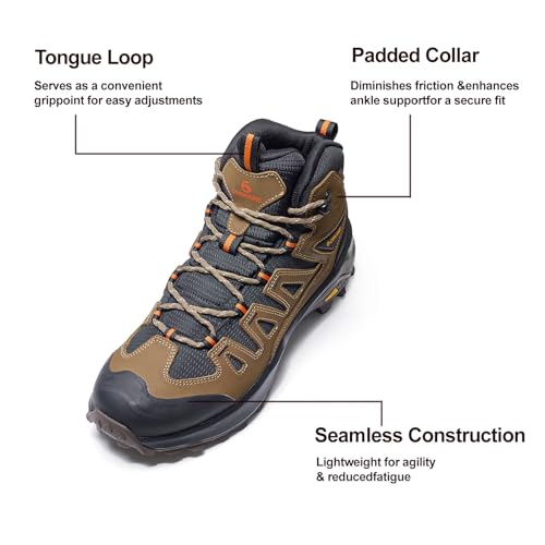 Men's Waterproof Hiking Boots Outdoor Lightweight Breathable Leather Trekking Camping Mountaineering Shoes4