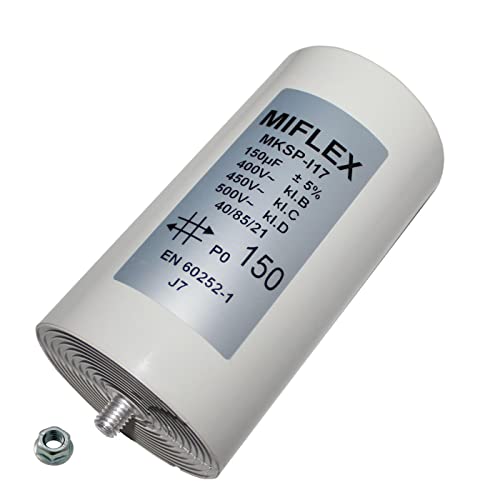 Condensateur du moteur 150µF 450V 65x119mm Prise De Courant 6,4x0,8mm Miflex 150uF Cover