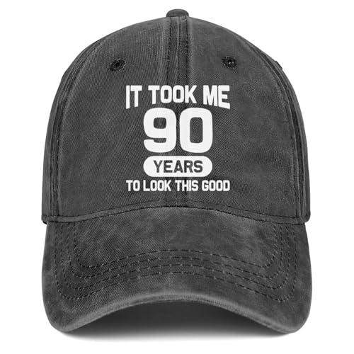 twehchsp 90th Birthday Gifts for Men Women 90 Year Old Gifts Decorations Took Me 90 Years to Look This Good Washed Cotton Hat