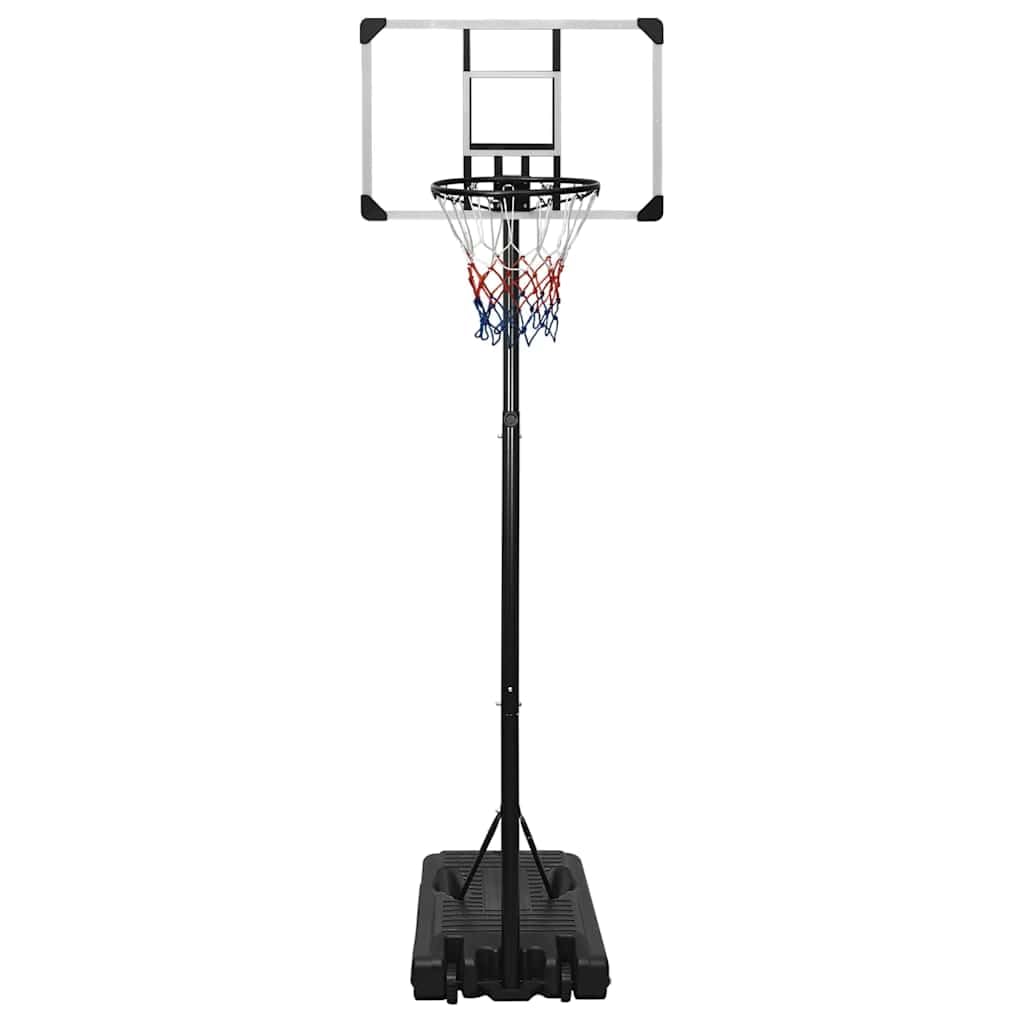 Supporto da basket regolabile in policarbonato, 235-305 cm, con cestino in acciaio e rete di nylon, portatile con ruote, per interni ed esterni