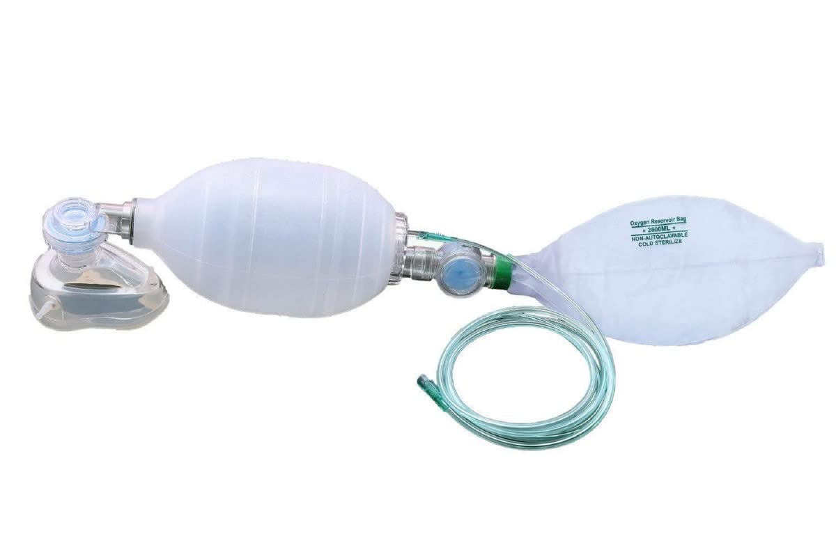 Jetflon Ambu bag Silicone Adult Ambu Bag Green SelfInflating,Face mask