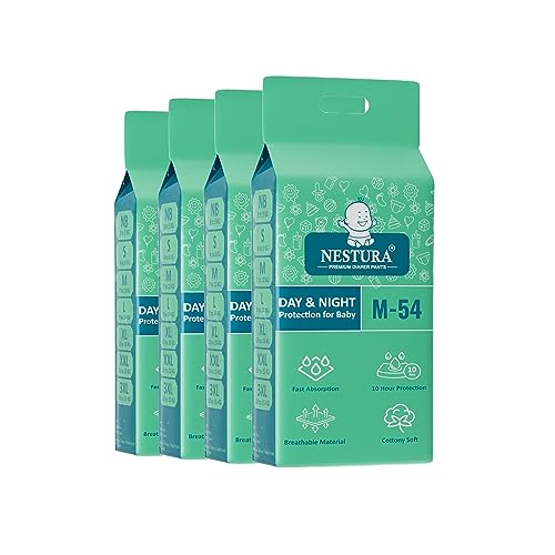 Image of Baby Diaper Pants Medium (M) Pack of 4, 216 Count, (7-12 kg)