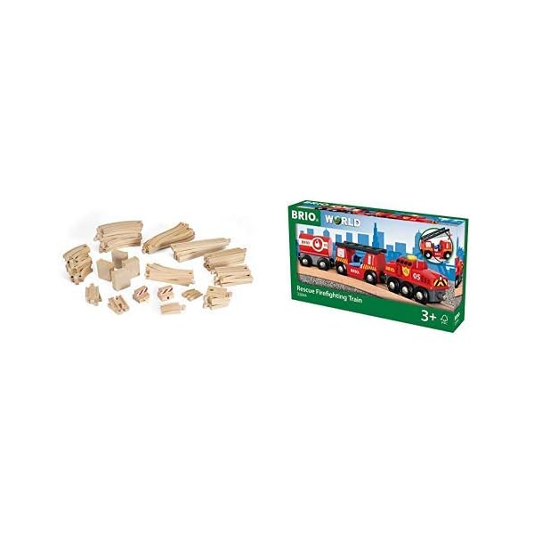 BRIO World 33772 Großes Schienensortiment 50 Teile – Schienen Set für die BRIO Eisenbahn – Kleinkindspielzeug empfohlen…