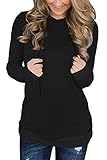 onlypuff Hooded Sweatshirt Women Black Pullover Sweaters Pocket Solid Shirt XXL