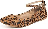 damenschuhe leopard look Ultra flexible Gummilaufsohle DREAM PAIRS Sole-Fina-Straps Damen Knöchelriemen Ballerinas Flache Schuhe Leopard Größe 7.5 US / 38.5 EU
