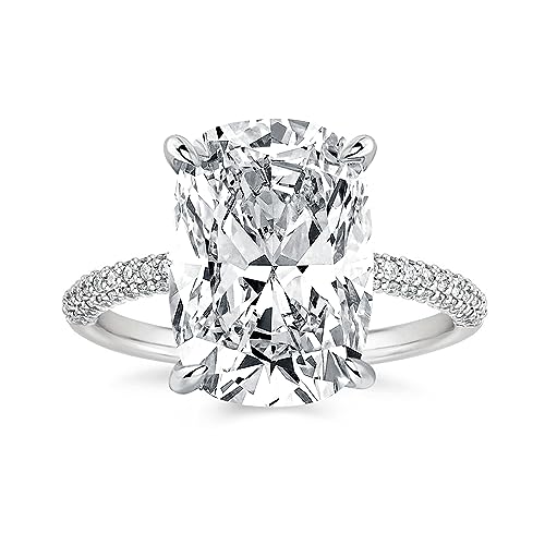 4CT/7CT Elongated Cushion Cut Promise Ring for Women, Simulated Diamond Ring, 925 Sterling Silver 18K White Gold/Yellow Gold Plated Engagement Rings