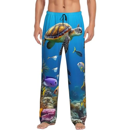 Colorful Coral Reef Pattern Men's Pajama Pants Lightweight Lounge Sleepwear Bottoms with Pockets ()3