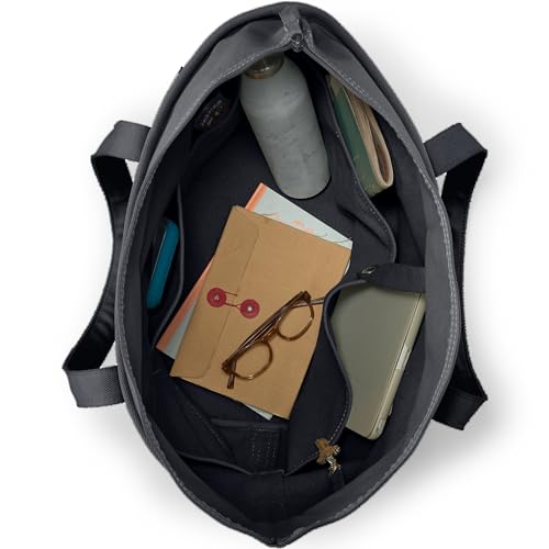 Image of Lands' End Zip Top Long Handle Canvas Tote Bag