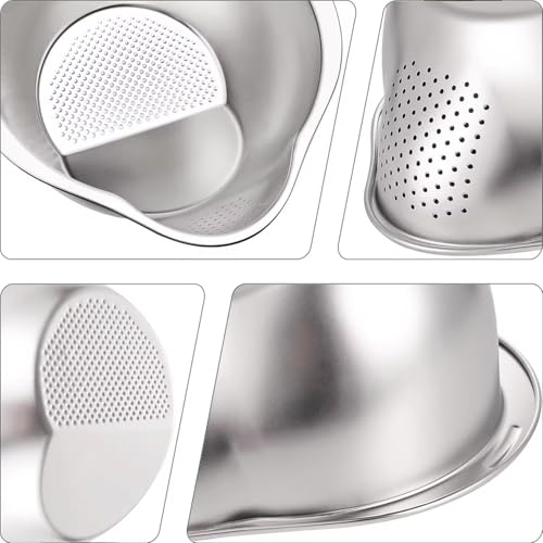 Image of Onrpix Multipurpose Stainless Steel Colander Basket for Washing Rice, Fruits, Vegetables, Grains, Strainer Drainer Bowl with Handle, The Kitchen Bowl (27CM)