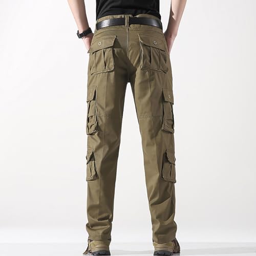 Men's Cargo Pants Classic Fit Pants Cotton Mens Work Pants Casual Elastic Waist Men Hiking Pants 6 Pcckets2