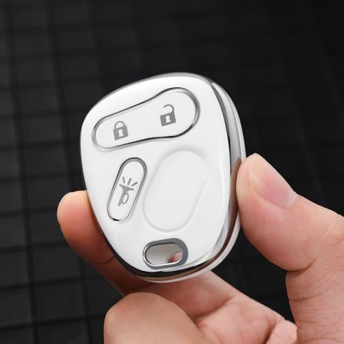 ELOHEI Key Fob Cover for Chevy, Premium Soft Key Fob Case Compatible with 2000-2007 Chevrolet Silverado Avalanche Equinox Suburban S10 Tahoe Trailblazer GMC Envoy Sierra Yukon Buick Rainier(White) - Image 4