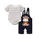 UUAISSO Baby Kleidung für Jungen Langärmelig Gestreiftes Oberteil Dinosaurier Aufdruck Overall Verstellbare Hosenträger Braune Giraffe 6-12 Monate