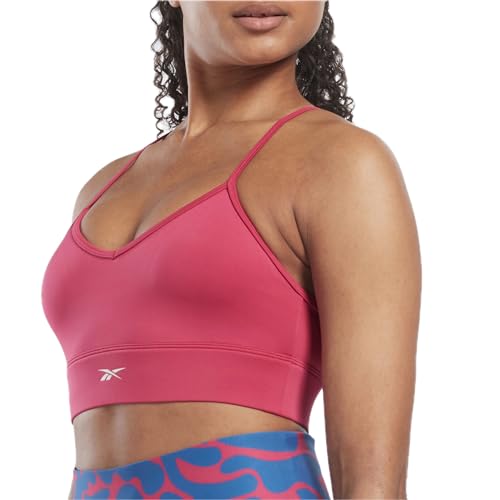 Image of Reebok Women's Satin 91% PES /9% El-Interlock-Hydrophilic Finish /Print-Digital Sublimation-Disperse Classic Workout Sports Bra