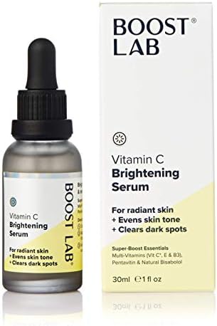 BOOST LAB Vitamin C Brightening Serum for Men & Women Radiant Skin & Face– Evens Skin Tone, Clear Dark Facial Spots- Simple, Pure & Potent- Paraben, Sulphate, Fragrance & Cruelty Free- 30 ml (1 fl oz)