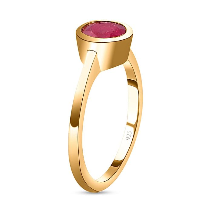 Image of 925 Sterling Silver 18K Gold Plated Birthstone 2 Ct Solitaire Natural Gemstone Ring for Women | Fine Jewelry Gift for Wife, Girlfriend, Sister, Birthday, Anniversary, Rakhi, Rakshabandhan, Valentine's