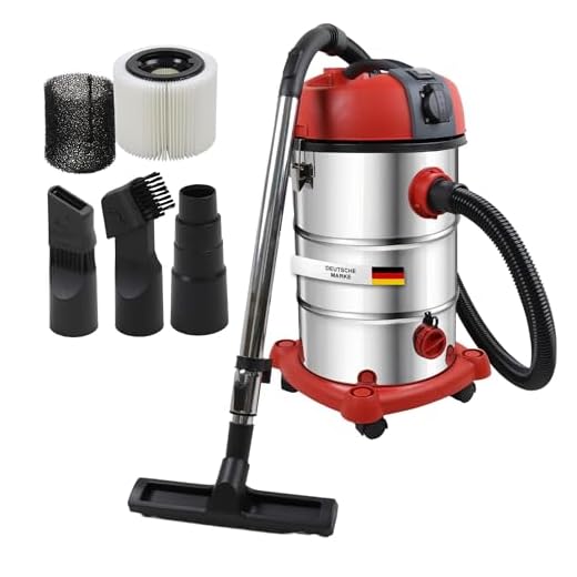 STAHLMANN VAC3300 Aspirateur industriel - Réservoir de 30 l - Prise intégrée - Puissant 3300 W - Avec et sans sac - Fonction soufflage - Connexion machine - Appareil professionnel - Aspirateur