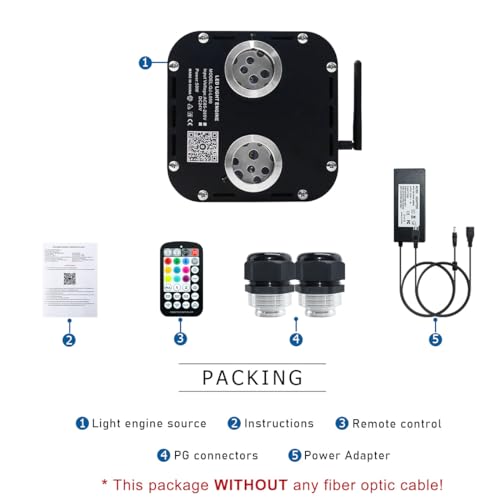 Image of AKEPO 50W Dual-Head Dual-Color Twinkle Fiber Optic Light Engine, Twinkle+Same or Different Color+Bluetooth APP Control+Music Activated+28-Key Remote for Home Fiber Optic Star Ceiling Kit
