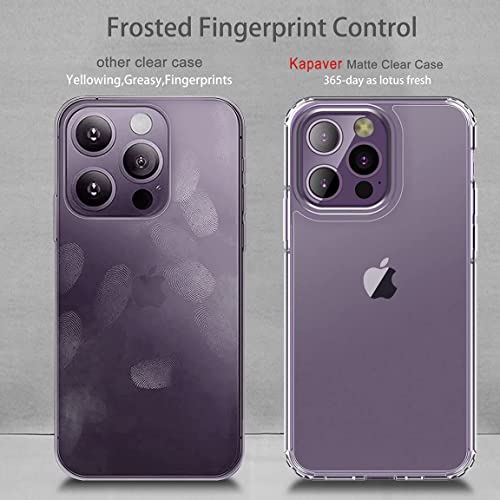 Image of KAPAVER for iPhone 14 Pro Max Matte Clear Case[Anti-Fingerprints ][Anti-Scratch] Frosted Translucent Shockproof Slim Cover 6.7 inches (Matte Clear + Glass)