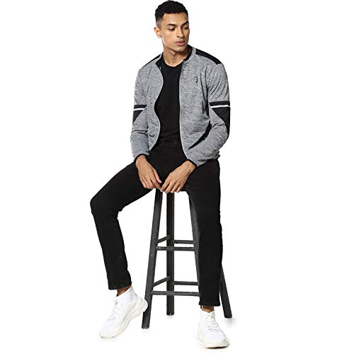 Image of CAHOOT Men's Heathered Activewear Jacket With Contrast Detail For Casual Wear | Hooded Neck | Long Sleeve | Zipper Closure | Polyester Jacket Crafted With Comfort Fit For Everyday Wear