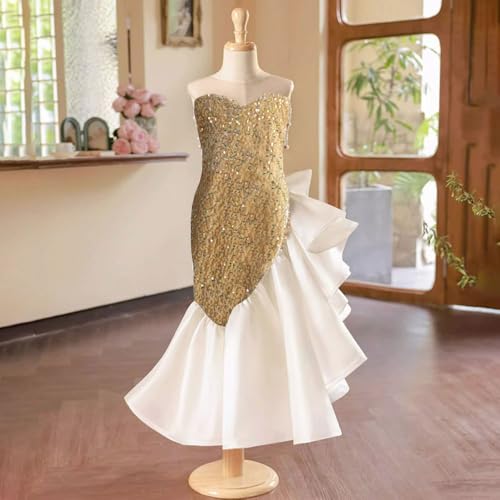 Little Girls Sparkle Sequin Mermaid Dress Flower Girls Ruffle Long Birthday Party Gown2