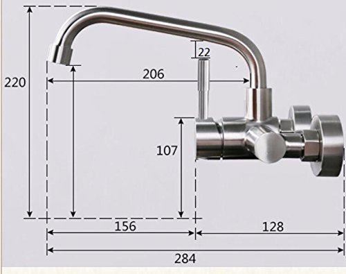 Double Hole Wall 304 Stainless Steel Kitchen Lead Cold Hot Lead-Free Basin Faucet Faucet Handle Upward
