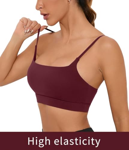 Image of Comper Sports Bra for Women Wirefree Racerback Workout Bras Sexy Thin Straps Yoga Sport Bras with Removable Pads