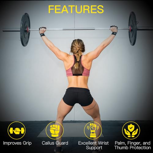 flintronic Guantes de Gimnasio, Guantes Crossfit con Muñequeras Gym, Guantillas Gym Transpirable Antideslizantes, Válidos para Gimnasio, Calistenia, Mancuernas, Kettlebell, Dominadas Fitness (Negro) - Imagen 6