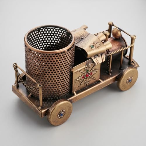 Image of Engine Showpiece for Office Table Decor, Bronze Metallic Train Miniature for Corporate Gifting, Desk Decoration and Home Wedding Lighting Ornament (12x13x21 CM)