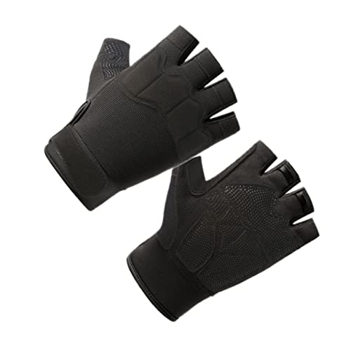 Ipetboom Men's Cut-Resistant Half Finger Cycling Gloves Non-Slip Exercise Gloves for Men Fitness Gym (Black)