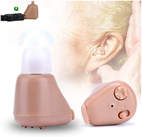 Jaxbo Hearing Amplifier Super Mini, Rechargeable ITE Hearing Aid, Sound Amplifier for Adult, Seniors, Children, Men & Women Fit Left/ Right Ears-Rechargeable USB