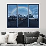 SIGNWIN Removable Wall Sticker/Wall Mural Window View Rainbow & Winter Snow Mountain Nature Wilderness Photography Realism Decorative Landscape Digital Art for Living Room, Bedroom, Office - 24'x32'