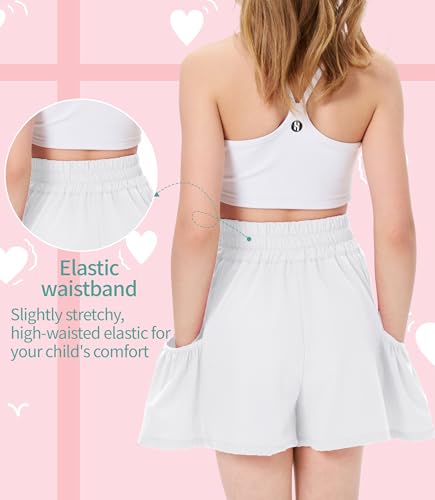 Girls High Waisted Running Shorts Athletic Gym Shorts Quick-Drying Shorts with Pockets4