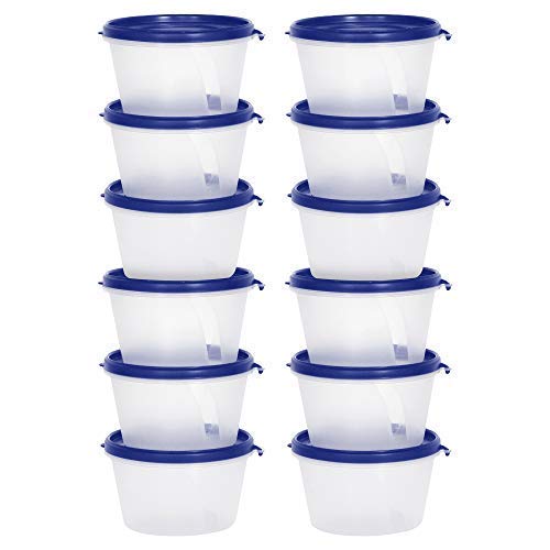 SIMPARTE 750ml Nesterware Round Plastic Container Set of 12 BPA-Free Leak-Proof Stackable Nestable Reusable Food Storage for Kitchen Pantry Fridge Meal Prep and Travel – Dark Blue