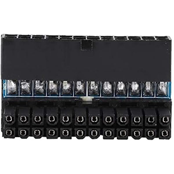 Naroote Adapter Kątowy ATX 24Pin żeński na 24Pin Męski Złącze Zasilania 90 Stopni z konstrukcją odporną na rdzę Idealne do Płyty Głównej Komputera Stacjonarnego Obudowa o Ograniczonej Wysokości