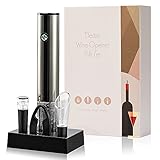 Electric Wine Opener Set with Charging Base! Open 80-100 Bottles! Set includes Foil Cutter, Wine Aerator, Vacuum Stopper, Display Charging Station. Gift for Wine Lovers