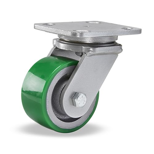 4" x 2" Hamilton S-WH-4DB Swivel Plate Caster, Polyurethane on Cast Iron Wheel
