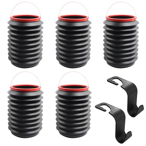 Image of 4L Collapsible Car Trash Can Small Car Trash Bin Pack of 5 Portable Travel Trash Can Car Garbage Can Cup Holder with 2PCS Vehicle Hook for Car Accessories Home Office Camping